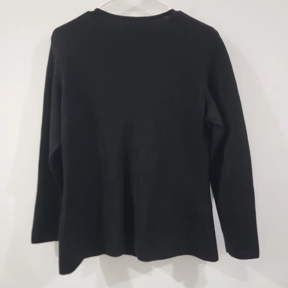 Vintage Montgomery Ward Womens Wool Cardigan‎ Sweater Size 14 Black